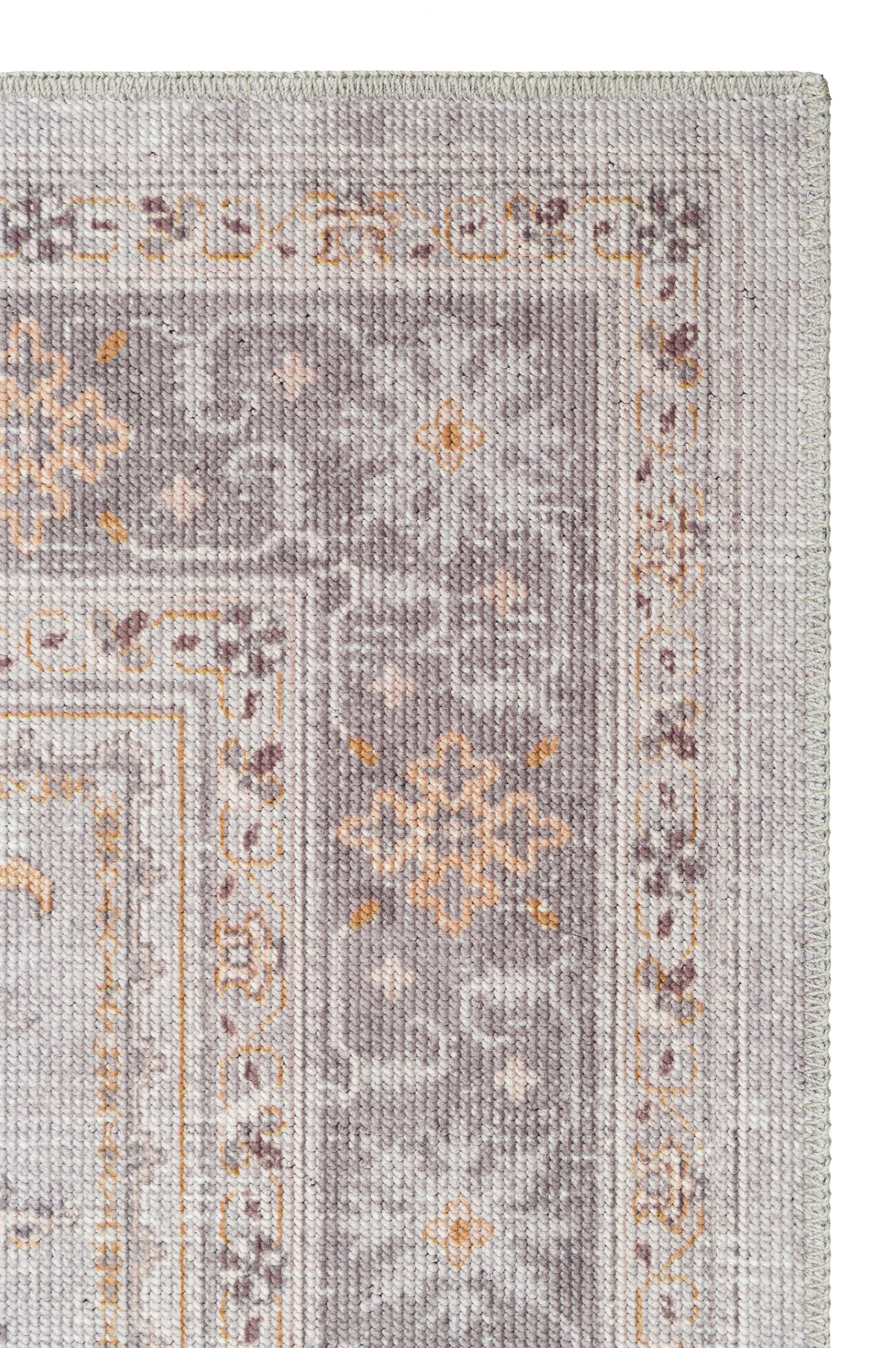 Elista Vintage ELS 201 Gri Blue Vintage Bukle Dokuma Yumuşak Halı Kaymaz Tabanlı Yıkanabilir İnce Modern Dekoratif Halı